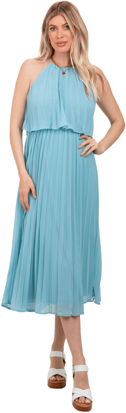 PinkBlush Pleated Woven Midi Dress