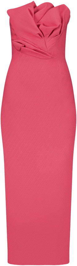 Lela Rose Textured Satin Draped Tulip Sheath