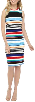 Tiana B Women's Multi Stripe Midi Sheath Dress