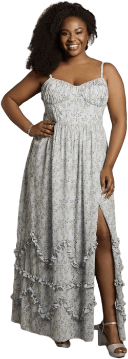 DB Studio Chiffon Corset Ruffled A-Line Dress
