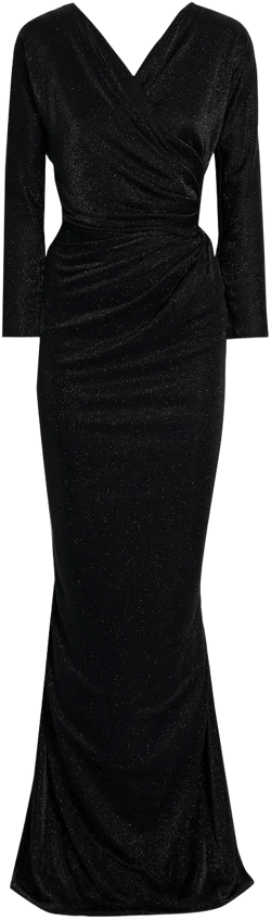 Rhea Costa Women's Wrap-effect Glittered Jersey Evening Gown