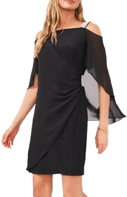 Women Msk Beaded-Strap Capelet-Back Dress