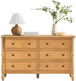 Vivienne Easy Assembly Solid Wood Spindle 6-Drawer Dresser Walker Edison