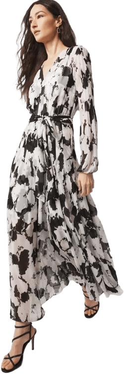 White House Black Market Women's Abstract Floral Maxi Dress