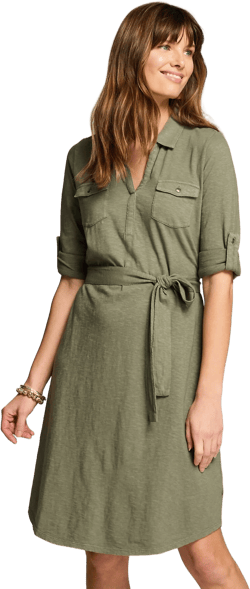 Women's J.Jill Garment-Dyed Split-Neck Shirtdress
