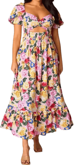 BuddyLove Ross Cut Out Floral Midi Dress
