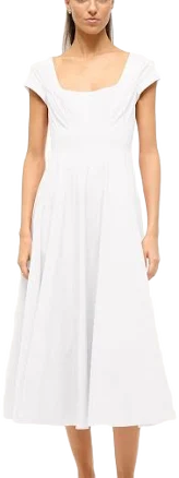 STAUD Women's Wells Stretch Cotton Midi Dress
