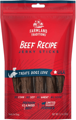 Farmland Traditions Beef Recipe Dog Jerky Sticks (14.4 oz. Total (12 Pack- 1.2 oz Each) 1.2 Ounce (Pack of 12)