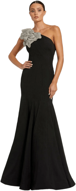 Mac Duggal Women's Crepe One Shoulder Gown With Flower