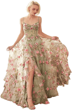 Ladivine by Cinderella Divine Floral Print Layered A-Line Prom Dress