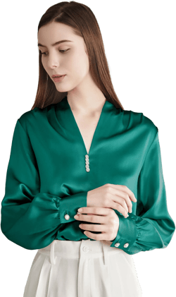 Daisysilk Women's Silk V-Neck Shirt with Rhinestone Buttons