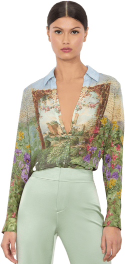 Alice + Olivia Women's Eloise Silk Button-Front Blouse