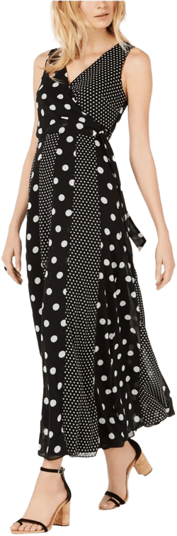 I-N-C Womens Multi-Dot Maxi Wrap Dress