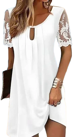 Women's Classic Casual Loose Fit Short Sleeve Crew Neck Mini Dress
