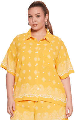 Women's Oversized Crepe Knit Bandana Print Shirt