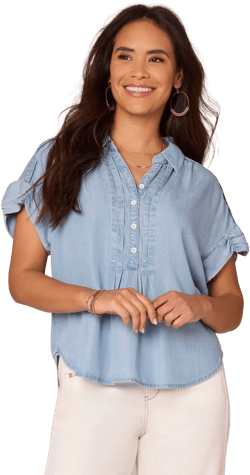 Democracy Women's Pleated Short Sleeve Top