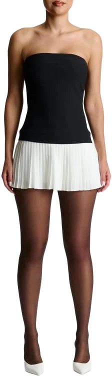 Naked Wardrobe Women's Pleated Strapless Mixed Media Minidress