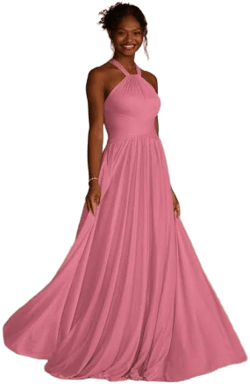 DB Studio High-Neck Mesh Dress with Full Skirt