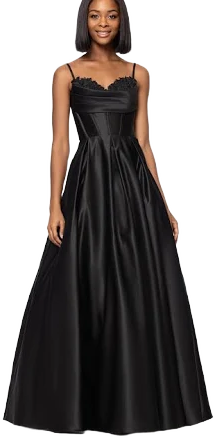 Blondie Nites Felicity Floral Sweetheart Beaded Embroidery Satin Gown