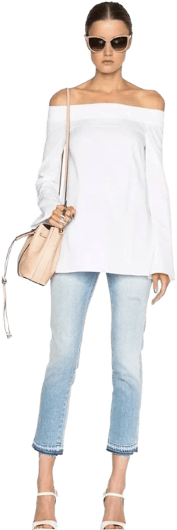 Nicholas Off Shoulder Bell Sleeve Cotton Blouse