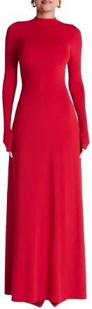 Naked Wardrobe Women's Mock Neck Long Sleeve Maxi Dress