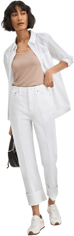 On 34th Women's High-Rise Cuffed Straight-Leg Jeans