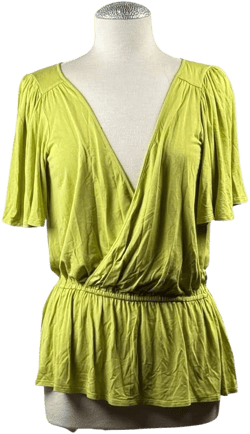 Ice Tops | Ice Green Flutter Sleeve Wrap Blouse | Color: Green/Yellow | Size: M | Mishka_And_Co's Closet