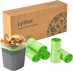 Thickened Eco-Friendly Biodegradable Trash Bags - 150 Count, Heavy-Duty Compostable Garbage Bags for Kitchen, Home, Office, Starched-Based Material, Leakproof, Tear-Resistant (2.6 Gallon) 1 Count (Pack of 150)