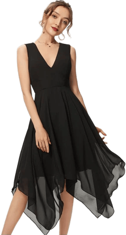 JJ's House A-Line V-Neck Asymmetrical Chiffon Cocktail Dress