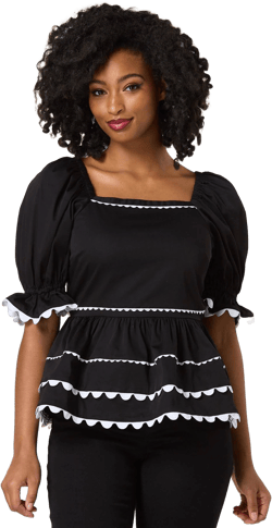 Ric Rac Puff Sleeve Top