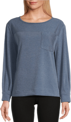Westbound Women's Long Sleeve Button Cuff Crew Neck Pocket Top