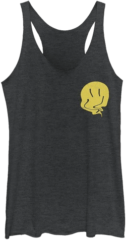 Juniors' Deflated Smiley Face Graphic Tank Top
