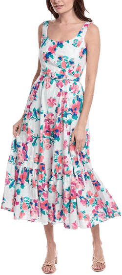 Taylor Women's Belted Eyelet Midi Dress
