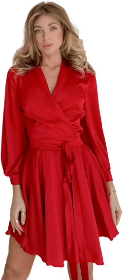 Women's Silk Wrap Mini Dress with Bracelet Sleeves