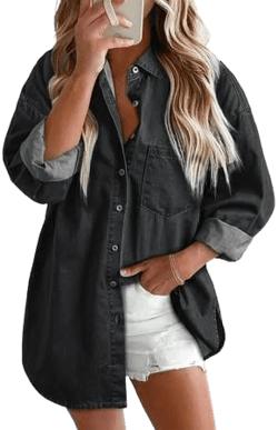 Fantaslook Women's Casual Long Sleeve Denim Shirt