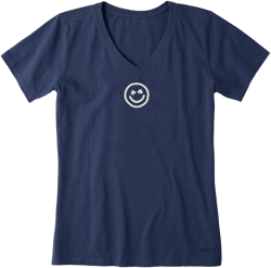 Life Is Good Women's Clover Smile Face Short Sleeve Cotton/Polyester