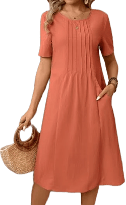 Modlily A-Line Short Sleeve Dress with Pockets