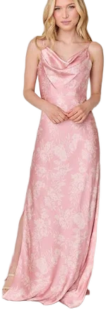 Revelry Nadia Floral Satin Bridesmaid Dress