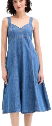 On 34th Women's Denim Sweetheart-Neck Midi Dress