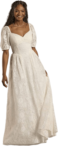 DB Studio Lace A-Line Short Sleeve Dress with Tie Back