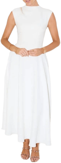 Odd Muse Sleeveless High Waist Midi Dress