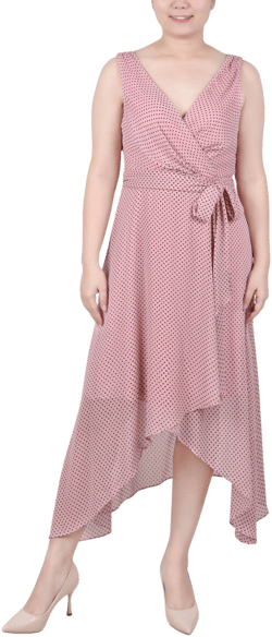 NY Collection Women's Sleeveless Wrap Chiffon Dress