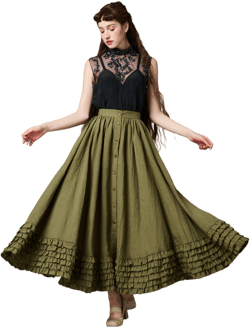 Dorothy 27 Ruffled Linen Maxi Skirt