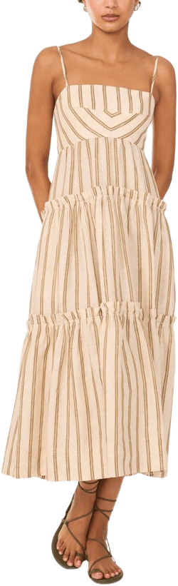 1.State Women's Square-Neck Tiered Maxi Dress
