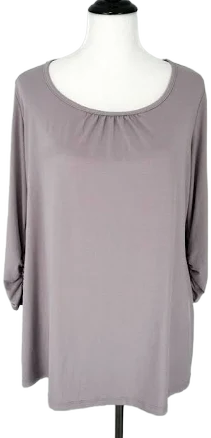 Susan Graver 3/4 Cinch Sleeve Pleated Blouse