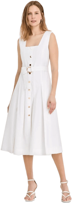 Msk Women's Square-Neck Belted A-Line Sleeveless Dress