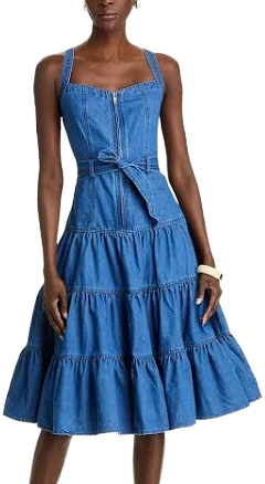 Aqua Women's Tiered Denim Dress