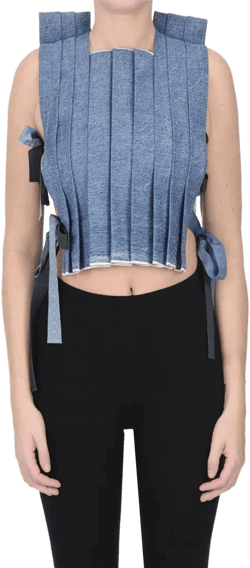 Pleated Denim Top