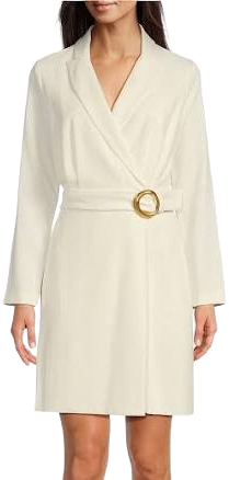 Donna Karan Women's Faux Wrap Long-Sleeve Dress