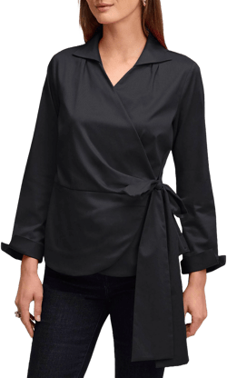 Foxcroft Women's Salina Stretch Cotton Blend Wrap Shirt